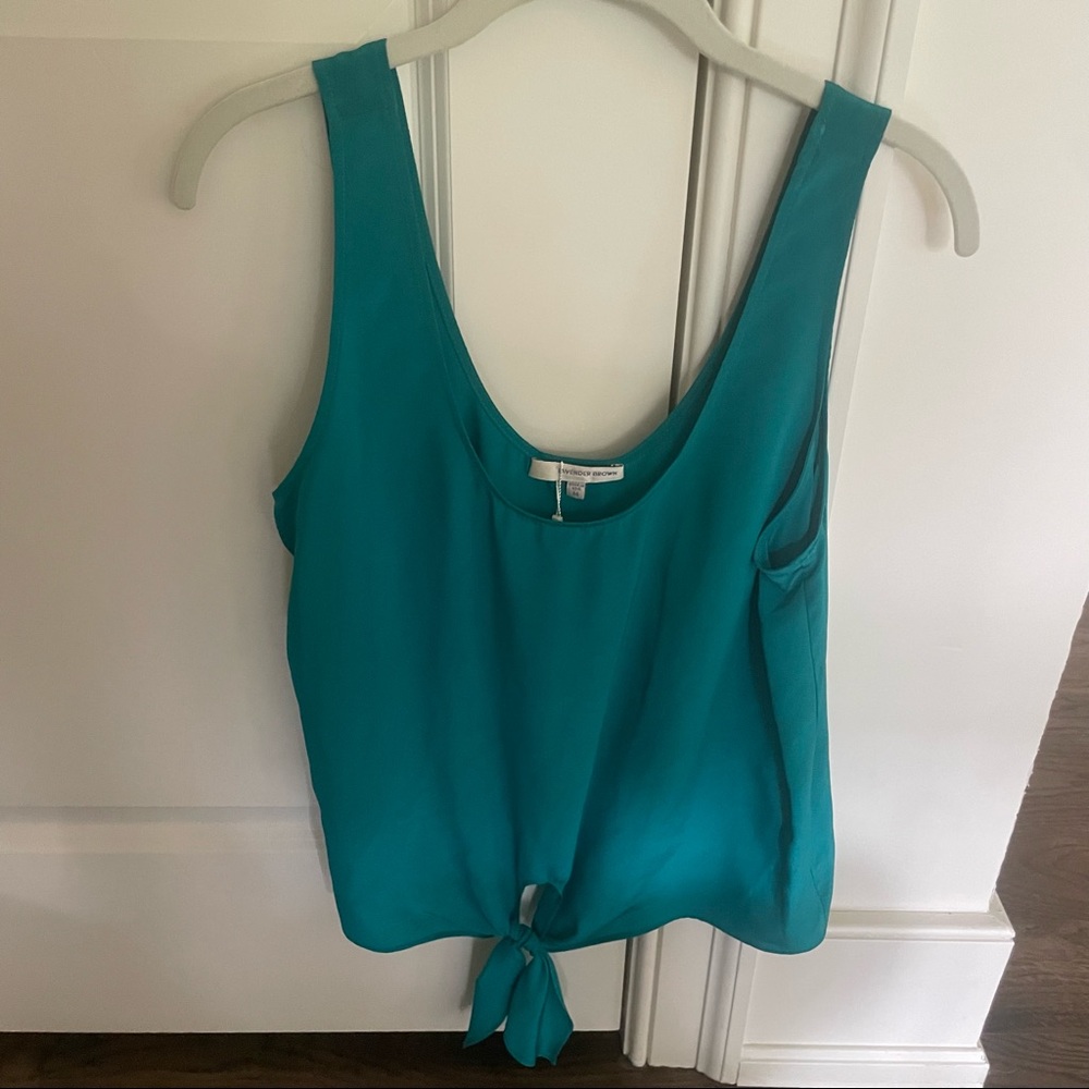 NWT Lavender Brown Turquoise Tieable Silk Tank Top